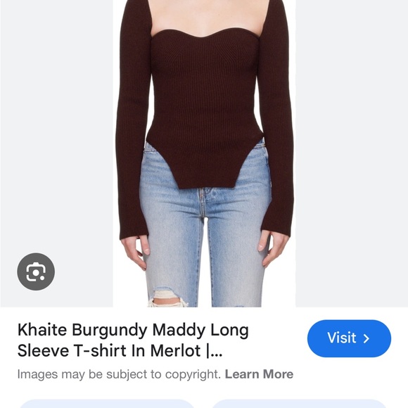 KHAITE Burgundy Long Sleeve Top - Picture 1 of 3